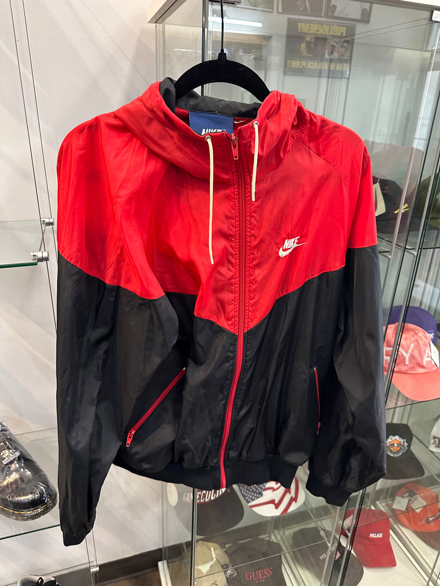 nike windbreaker mens black and red