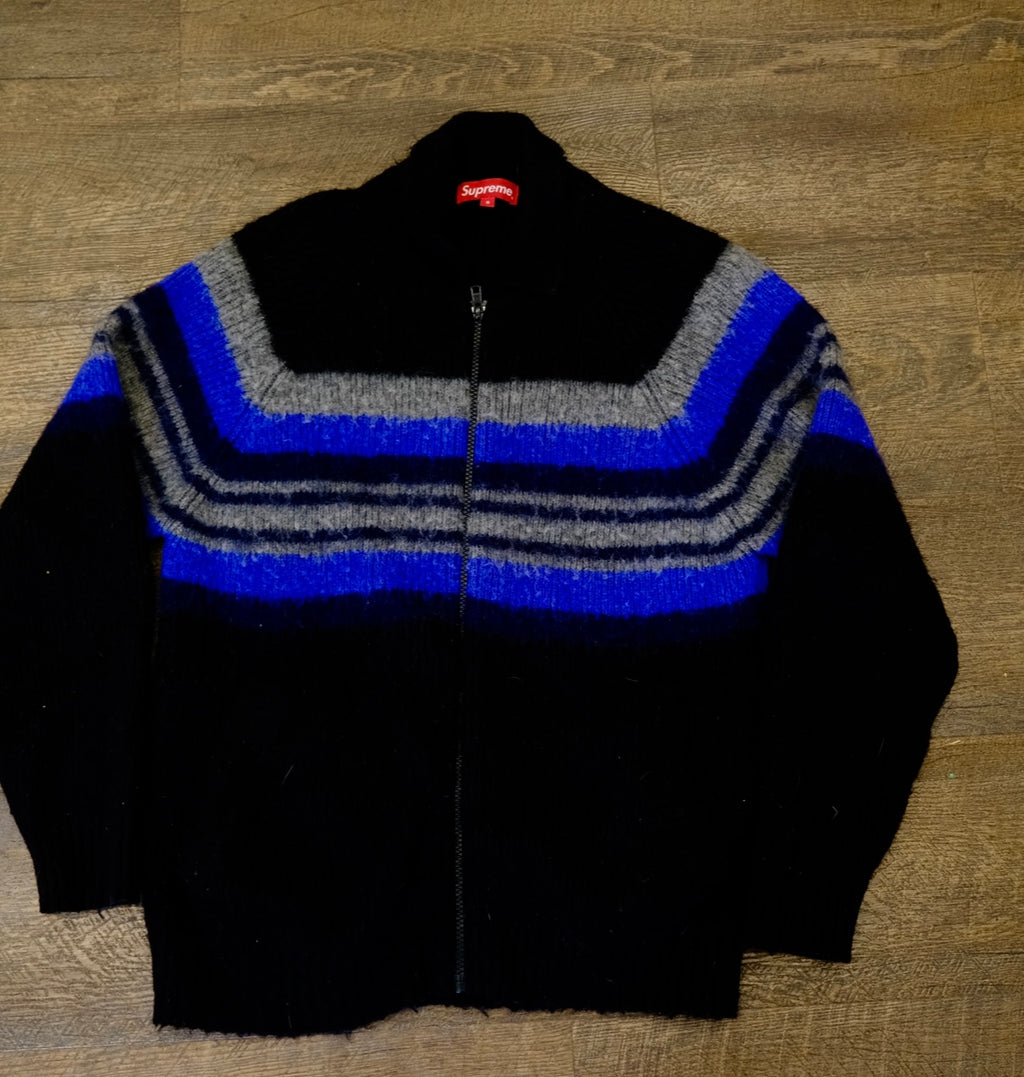 Supreme Brushed Wool Zip Up Sweater -