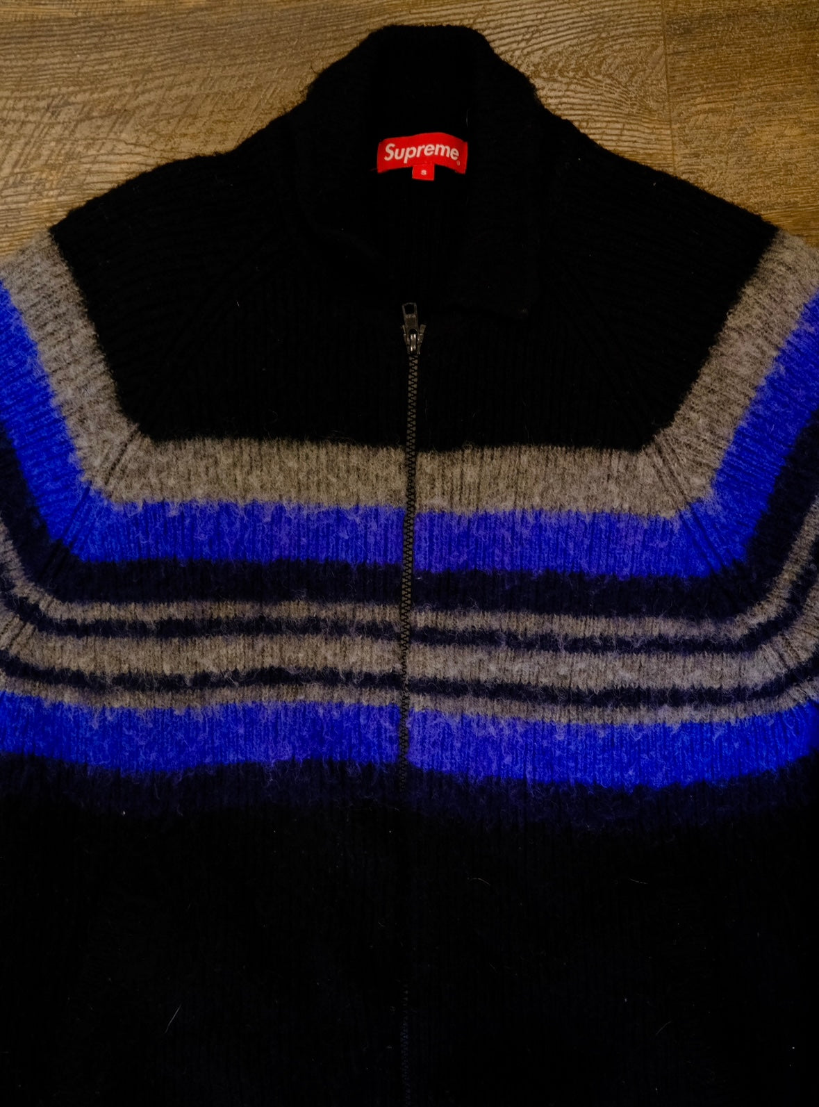 Supreme Brushed Wool Zip Up Sweater -