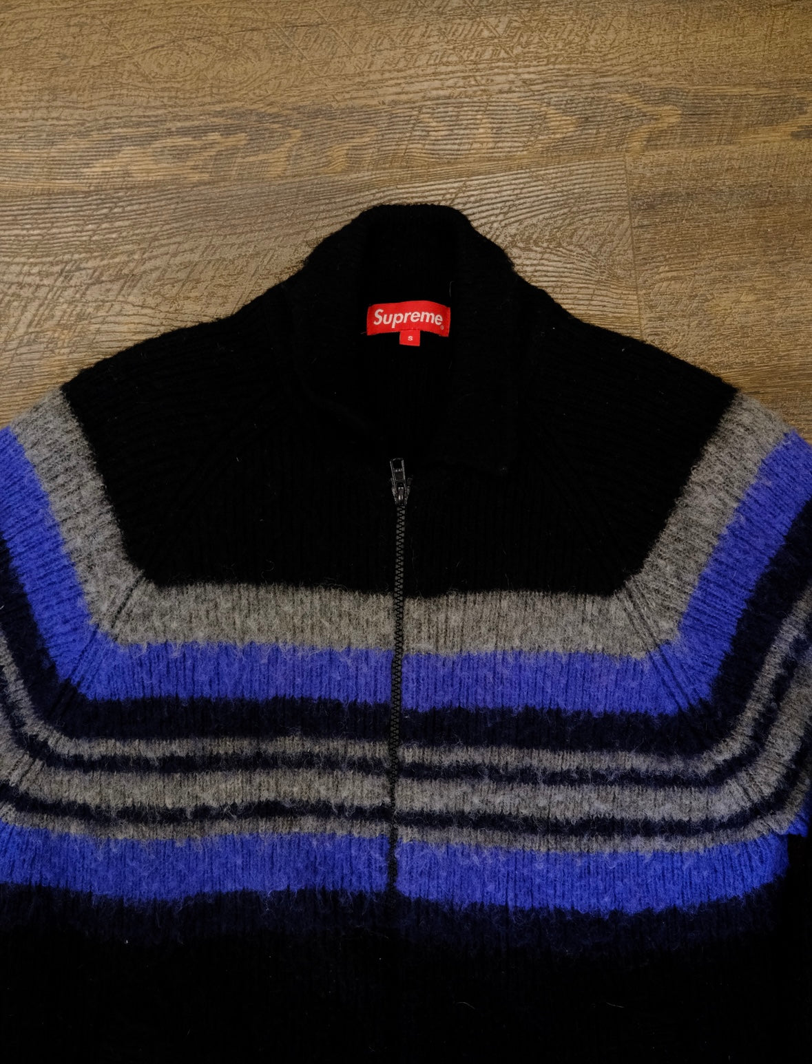 Supreme Brushed Wool Zip Up Sweater -